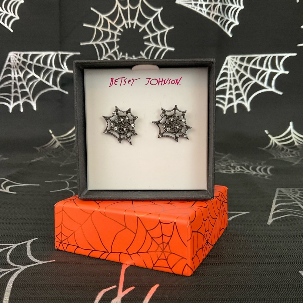 Betsey Johnson Spiderweb Halloween Earrings